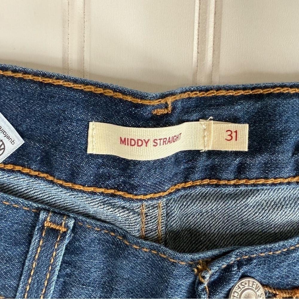 Levis Middy Straight Leg Jeans 31 X 30 Blue Womens Mid Rise NEW 1061 - Picture 3 of 4